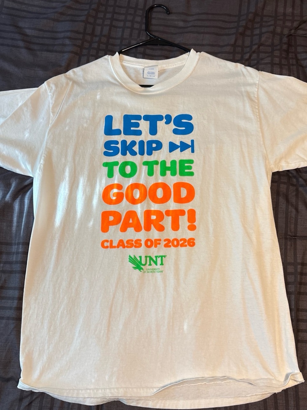 Port and Company White Tee with Blue, Green & Orange Class of 2026 Graphic